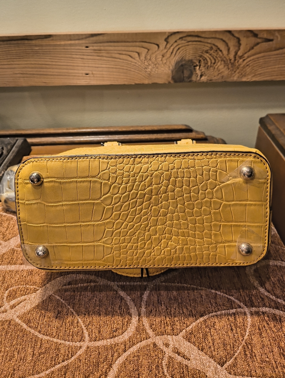 NWT Kate Landry Yellow Croc-Embossed Satchel - Picture 4 of 8